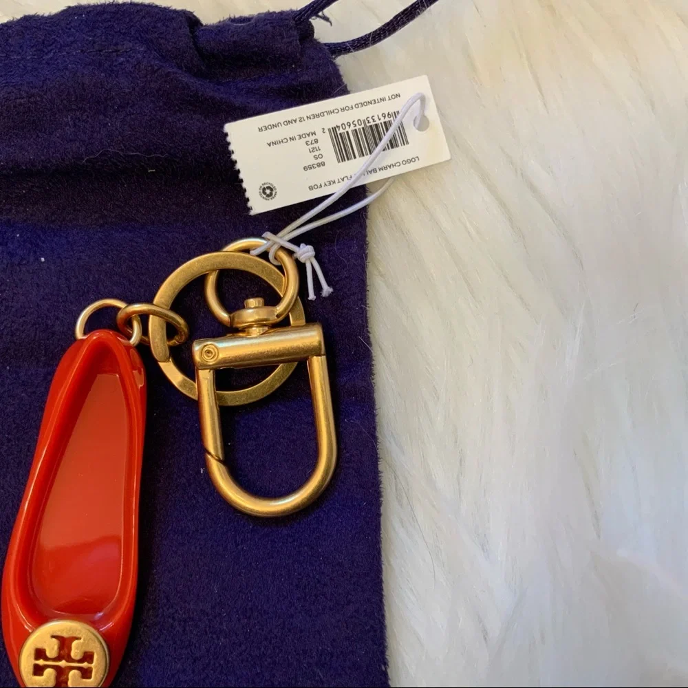 Tory Burch Logo Charm Ballet Flat Key Fob - NWT - Picture 4 of 10